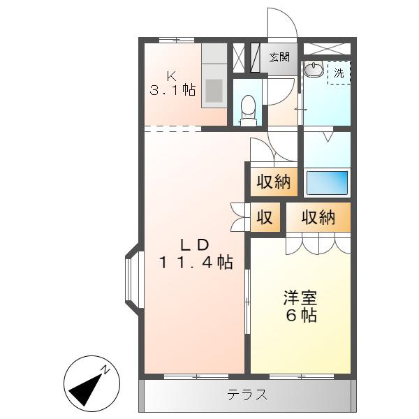 クオリティハイムIII番館(1LDK/2階)の間取り写真