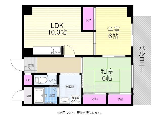 パークサイド茶木(2LDK/8階)の間取り写真