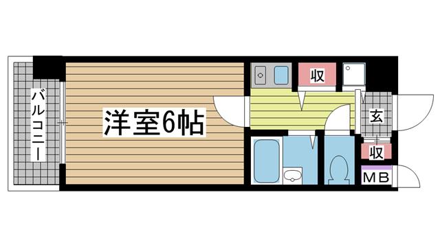 リーガル新神戸(ワンルーム/2階)の間取り写真