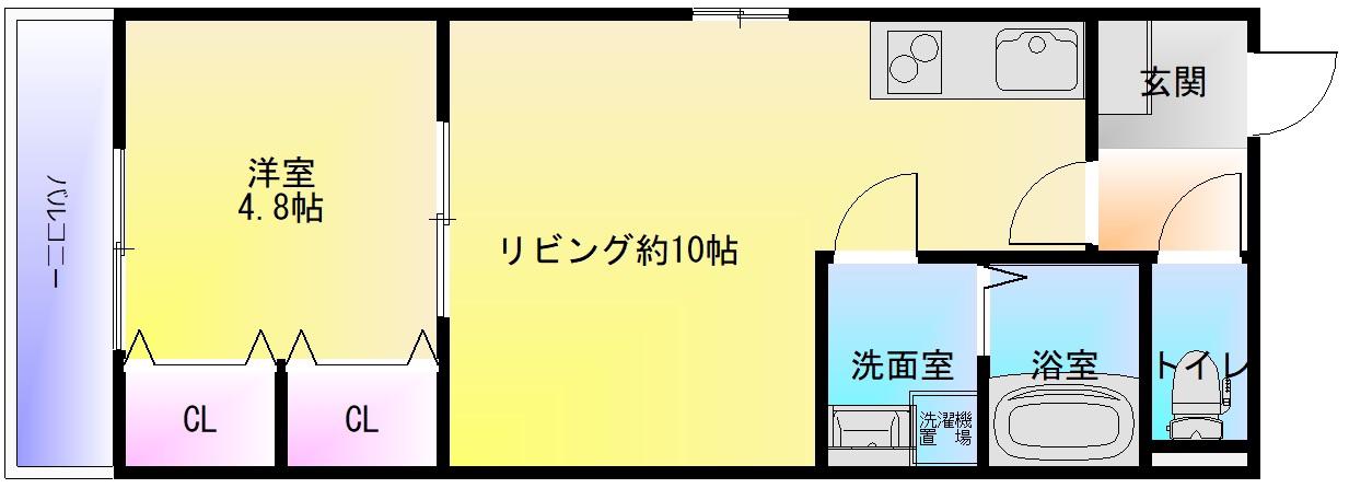 バッジ トモイ エスト6(1LDK/2階)の間取り写真