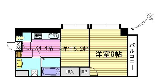 第22やたがいビル(2K/12階)の間取り写真