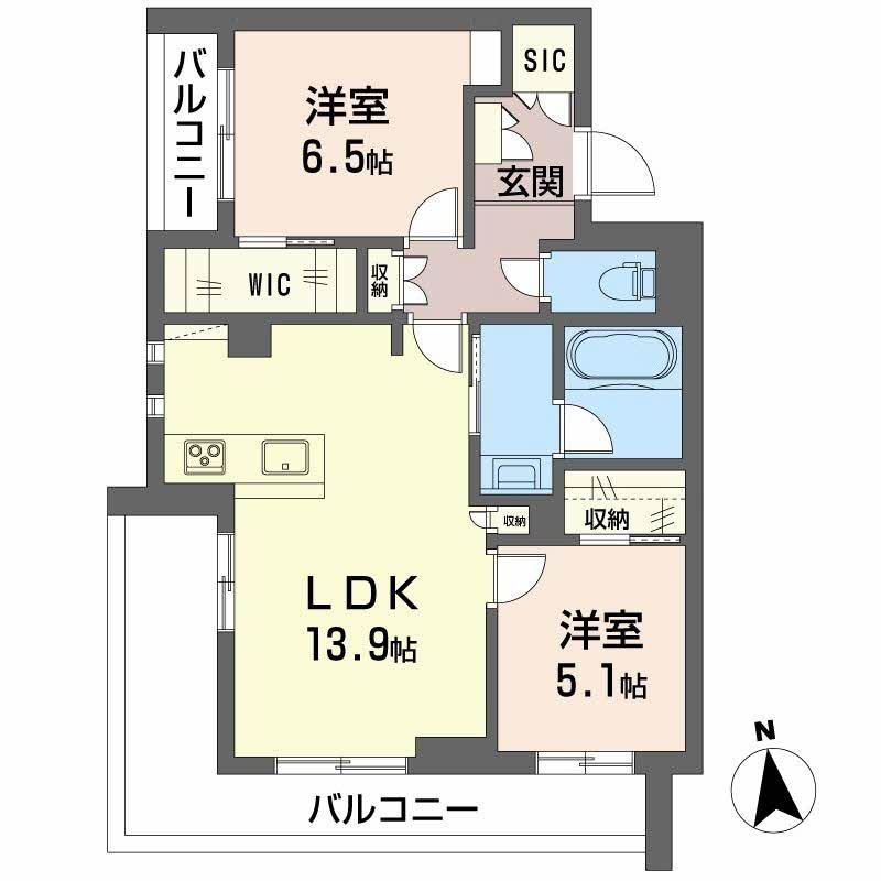 シンシア(2LDK/2階)の間取り写真