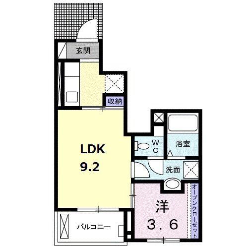アリエッタ(1LDK/1階)の間取り写真