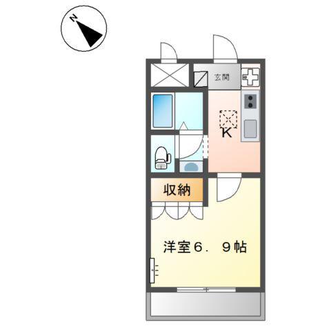 ピアチェーレ(1K/1階)の間取り写真