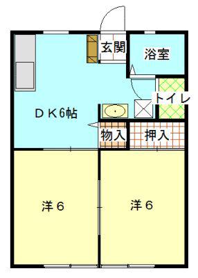 サンハイツ安田(2DK/1階)の間取り写真
