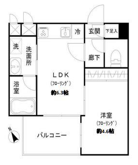 サンヒルズ大橋駅前(1DK/11階)の間取り写真