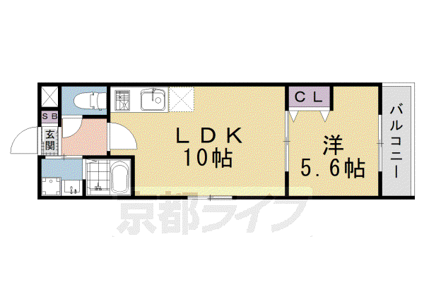 SOLITAIRE梅小路(1LDK/1階)の間取り写真