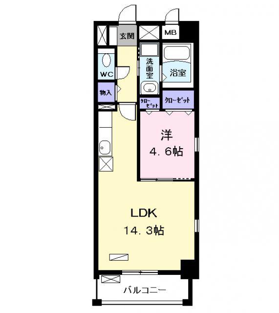グランソレイユ(1LDK/2階)の間取り写真
