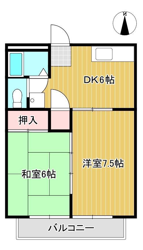 ウィステリア瀬戸(2DK/2階)の間取り写真
