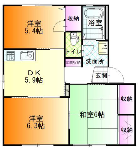 バリュージュA(3DK/1階)の間取り写真