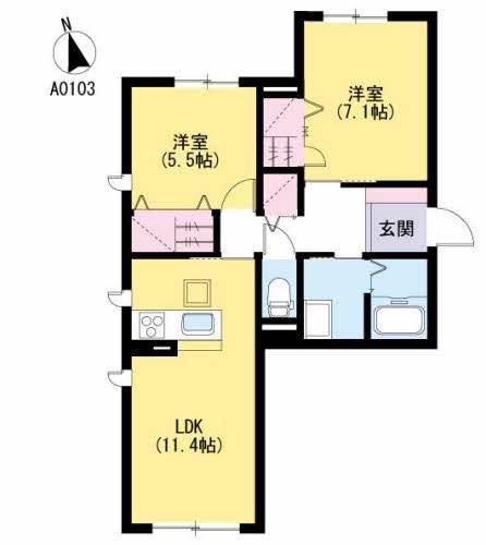  シャーメゾン六本松(2LDK/1階)の間取り写真