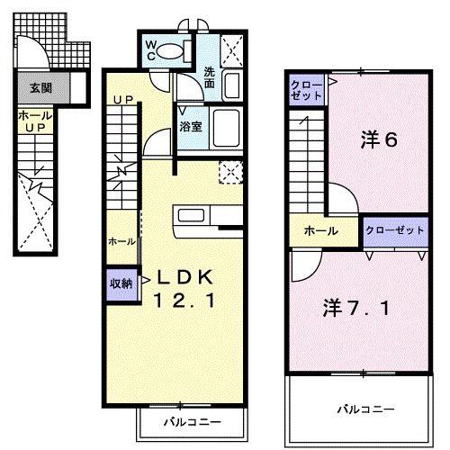 ソレアード(2LDK/2階)の間取り写真