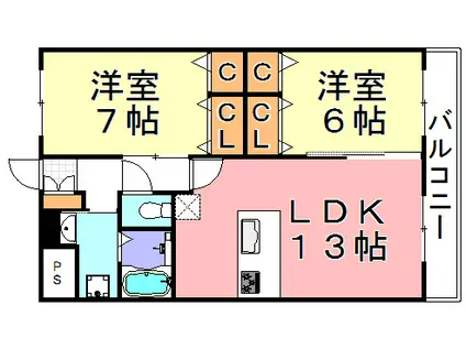NS PINE COURT(2LDK/2階)の間取り写真