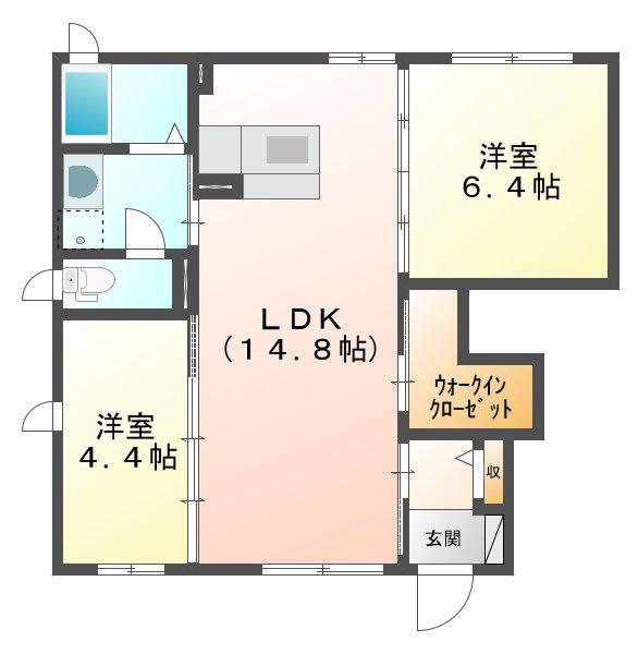 サンセール A棟(2LDK/1階)の間取り写真