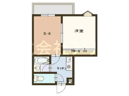 アヴェニール森(1DK/3階)の間取り写真