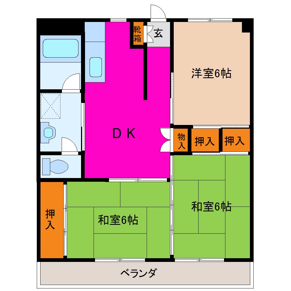 中村ビル(3DK/2階)の間取り写真