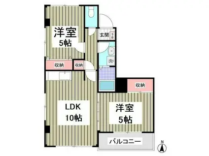 シーサイドハイムカトウII(2DK/2階)の間取り写真