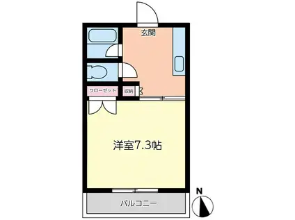 高陽ハイツ(1K/3階)の間取り写真