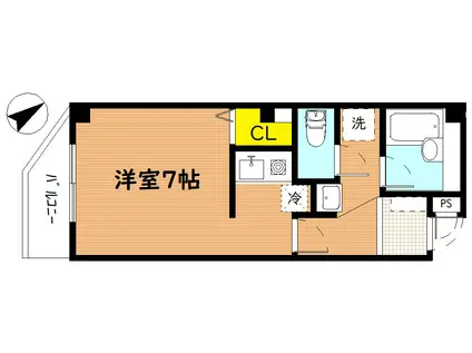 ポートラセーヌ(ワンルーム/1階)の間取り写真