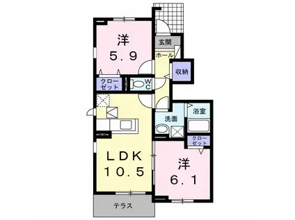 フランメゾン南沖洲(2LDK/1階)の間取り写真