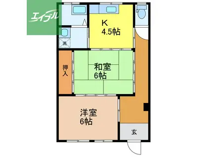 松尾ビル(2K/1階)の間取り写真