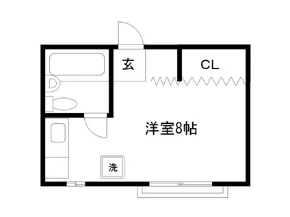 チェリーハイツ(ワンルーム/2階)の間取り写真