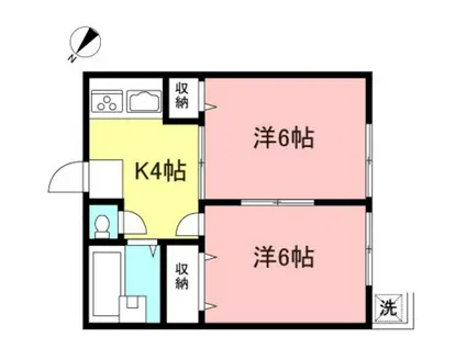 シャトー稲城(2K/1階)の間取り写真