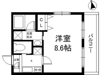 クリオジーテ七条(1K/1階)の間取り写真