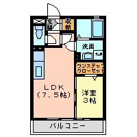 キャッスルロック(1DK/1階)の間取り写真