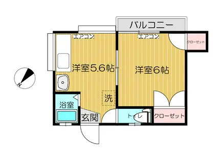 ハイツアイリス(1DK/2階)の間取り写真