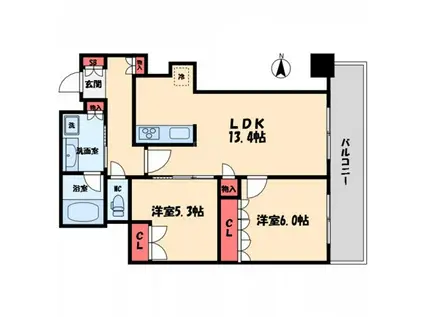 阿波座ライズタワーズフラッグ46(2LDK/29階)の間取り写真