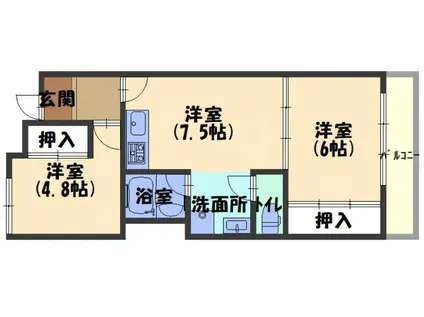 守口コーポ(2DK/5階)の間取り写真