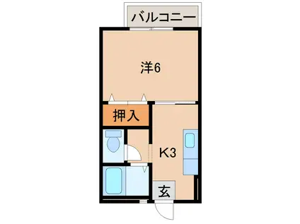 山中ハイツ(1K/1階)の間取り写真