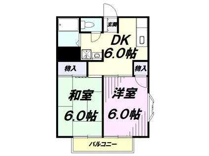 ルミエールミツトヨA(2DK/2階)の間取り写真