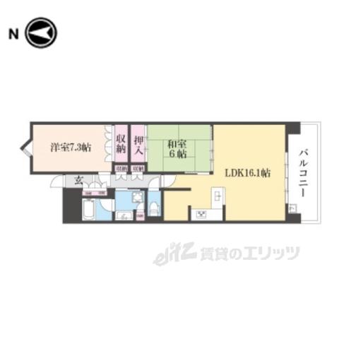 アークレジデンス奈良(2LDK/4階)の間取り写真
