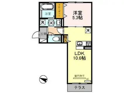 アソシエ高松東(1LDK/3階)の間取り写真
