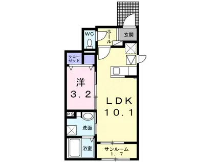 サザンクロス上吉田 III(1LDK/1階)の間取り写真