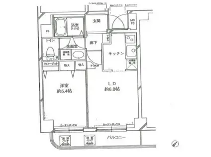 グリフォーネ横浜・西口(1LDK/2階)の間取り写真