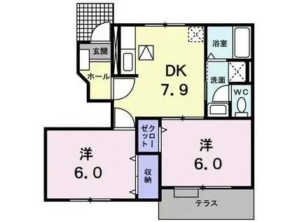 サンリットNIINOMI(2DK/1階)の間取り写真