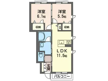 VILA KEYAKI(2LDK/1階)の間取り写真