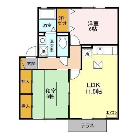 ラ・ルーン(2LDK/1階)の間取り写真