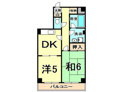 ハイツヤマトⅢ(2DK/3階)の間取り写真