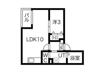 WARREN WAKAMIYAI(1LDK/2階)の間取り写真