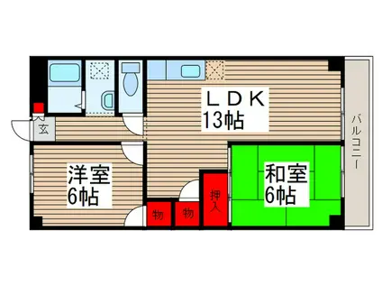 浅間台ハイホーム(2LDK/2階)の間取り写真