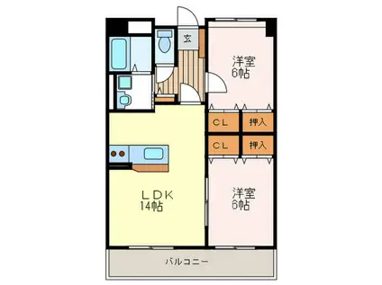 S・E天籟寺マンション(2LDK/3階)の間取り写真