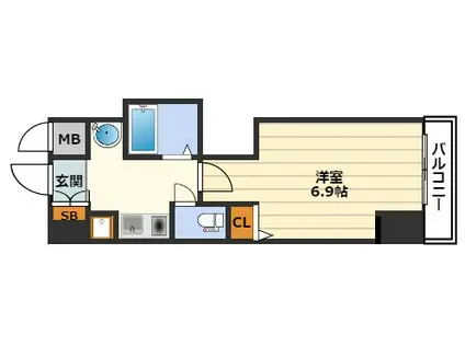 プロシード大阪梅田ポーション(1K/14階)の間取り写真