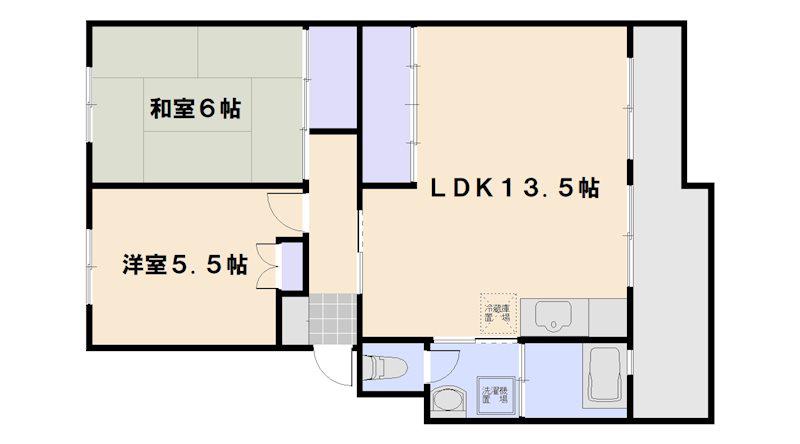 第二ビューハイツ(2LDK/3階)の間取り写真