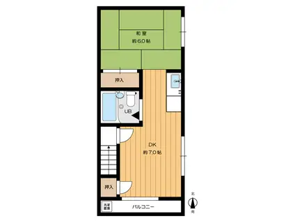 山手ハイツ(1DK/2階)の間取り写真