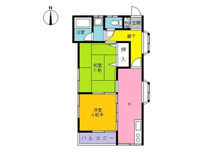 エルハイツ(2K/2階)の間取り写真