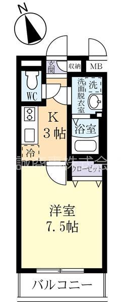 エクセラン阿見(1K/3階)の間取り写真